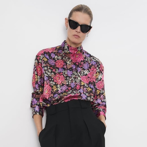 NEW!!! HP 🥳🥳🥳Zara Floral Print High Collar Top - Picture 6 of 14